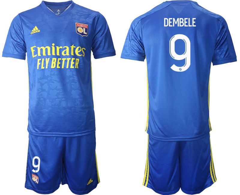 Men 2020-2021 club Olympique Lyonnais away #9 blue Soccer Jerseys